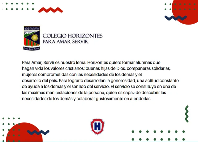 Ilustración del lema «Para amar, servir» del Colegio Horizontes